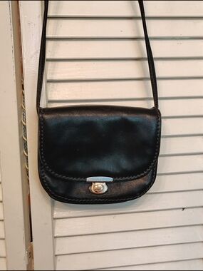 The Bridge Vintage Black Leather Crossbody with Silver Lock - Good Condition